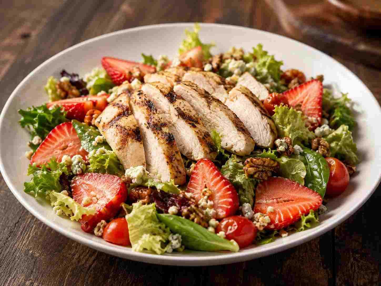 LongHorn Grilled Chicken & Strawberry Salad Menu Prices, Calories & Nutrition’s Grilled Chicken & Strawberry Salad